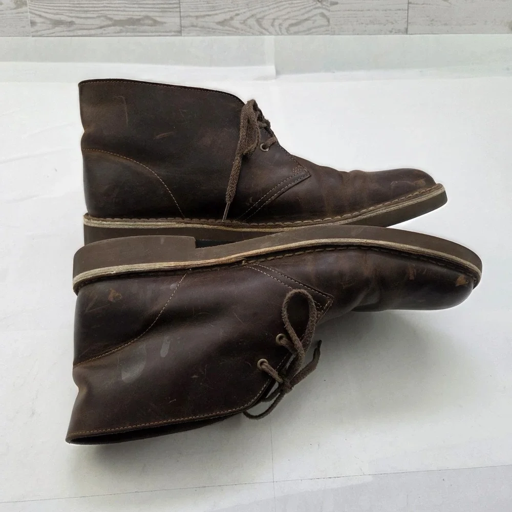 Clarks Chukka Boots Mens 11.5 Brown Leather Desert Heritage Dark Academia Casual
